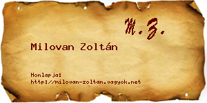 Milovan Zoltán névjegykártya
